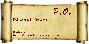 Pánczél Ormos névjegykártya
